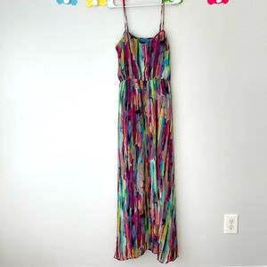 🌺 Lulus GORGEOUS Watercolor Flowy Maxi Dress